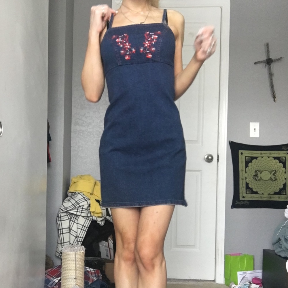 90s denim mini dress